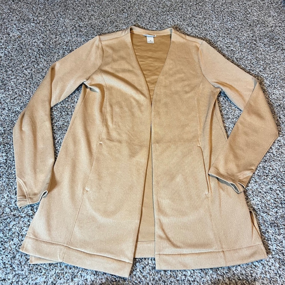 Duluth Trading Co Long Sleeve Open Front Cardigan Sweater Tan‎ M
